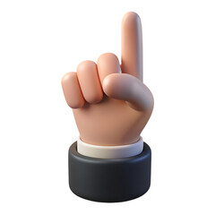 Cartoon hand pointing up isolated on transparent background isolated on white background
