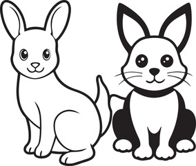 Funny cartoon bunny and baby rabbit set illustration for Easter or spring designs