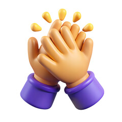 3d cartoon hands clapping applause isolated on transparent background isolated on white background