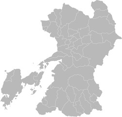 Kumamoto, Japan – administrative vector map with municipality boundaries (Web Mercator projection, PPT-compatible & fully editable)