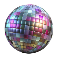 Disco ball mirror ball iridescent isolated on transparent background isolated on white background