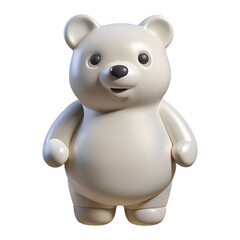 Cute cartoon polar bear 3d render isolated on transparent background isolated on white background