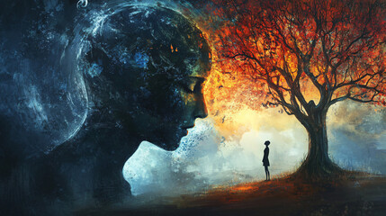 Artistic depiction of mental health awareness and support.