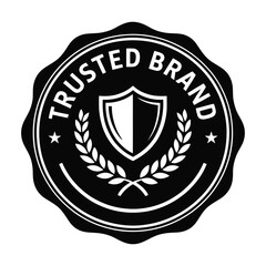 Trusted brand seal with ield and laurel wreath