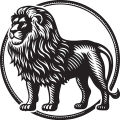 Black and white wild feline head illustration vector for tattoo or logo