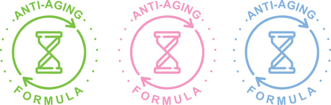 Anti aging formula cosmetics vector badge logo icons