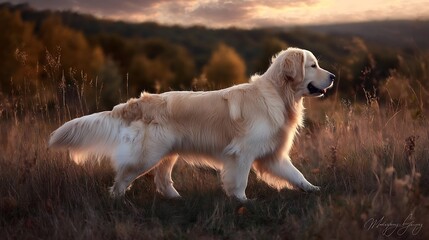 Golden Retriever resting in grass, bathed in sunlight, symbolizing Emotional Support, Mental Health, and Unconditional Love for Therapy Dog Programs and Stress Relief Campaigns.