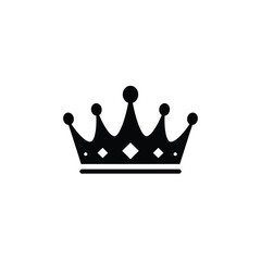 Elegant Black Crown Icon Isolated on White Background for Design Elements