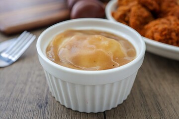 Mashed potatoes in a white bowl
