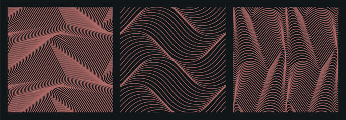 Red Fluid Line Vector Backgrounds – Wave Flow Series