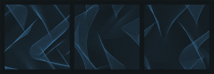 Abstract Mesh and Illusion Lines – Blue Vector Set