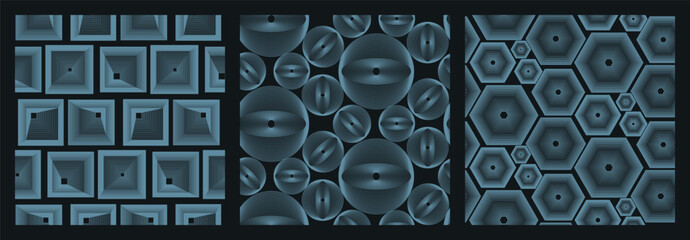 Geometric Optical Vector Patterns – Blue Series