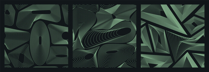 Abstract Topographic Line Backgrounds Set – Green