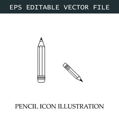 Pencil Icon Black and White Vector Design Image Illustration

