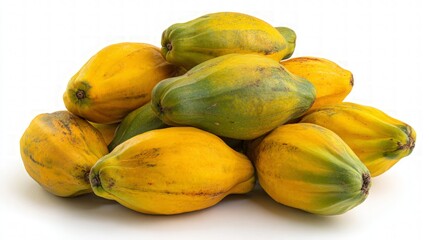 Pile Of Fresh Yellow And Green Papayas