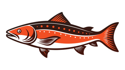 Fototapeta premium Stylized Orange and Brown Salmon Illustration on a White Background