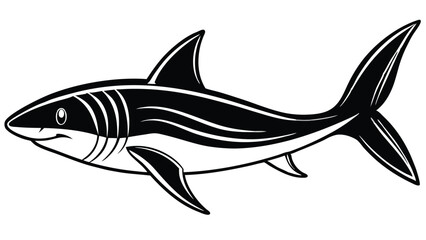 Obraz premium Stylized Black and White Shark Illustration with a Friendly Expression and Sleek Design