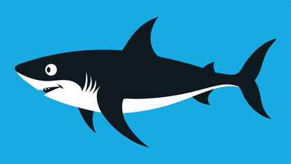 Fototapeta premium Cartoon Great White Shark Illustration on a Light Blue Background