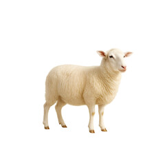 Fototapeta premium Isolated white sheep standing on a transparent Background. 