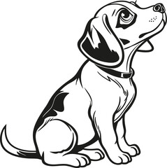 Cute Beagle Puppy Outline Art & Stencil Design