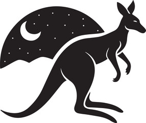 Black kangaroo and joey vector silhouette illustration