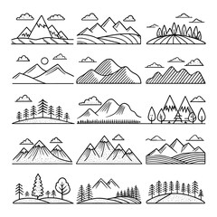 set of mountain icons