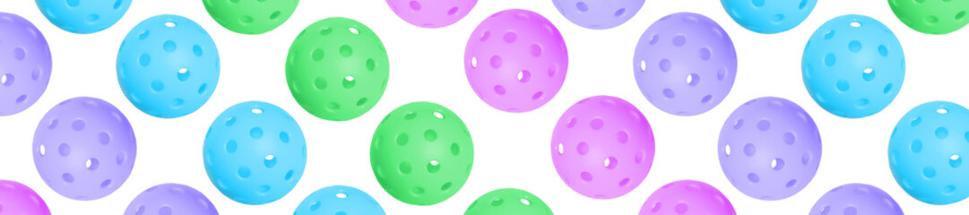 Pickleball balls pattern panorama.
