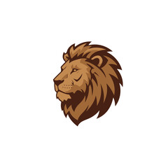 Lion Head Vector Illustration in Profile View with Detailed Mane