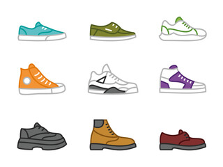 Shoes icon set colored