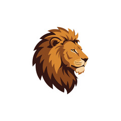 Lion Head Profile Vector Illustration with Detailed Mane and Strong Expression