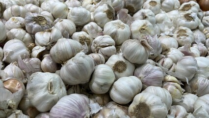 Fresh garlic on the market