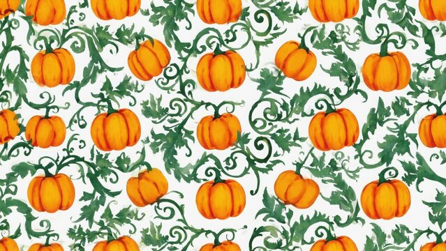 seamless watercolor pattern with pumpkins