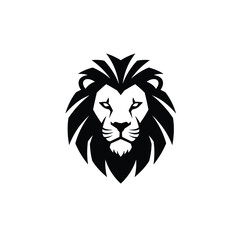 Lion Head Silhouette Illustration Majestic Feline Wild Animal Logo Design Element