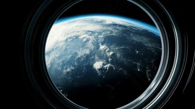 view from space station window on Earth 