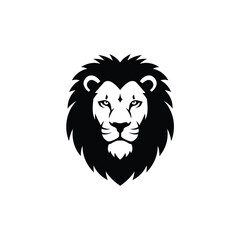 Lion Head Logo Design in Black and White Vector Illustration
