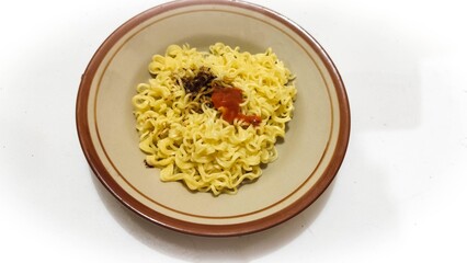 Noodles Served with Savory Sauce on Plate