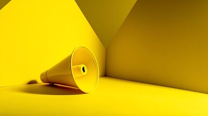 A classic megaphone positioned on a platform, symbolizing a Call to Action, Social Movement organizing, and the power of a single voice to mobilize change and protest inequity