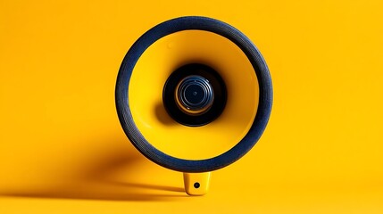 Yellow megaphone as bold communication symbol, centered on matching background. Power of clear and direct messaging.
