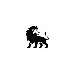 Fototapeta premium Elegant Lion Silhouette Logo Design with a Regal and Powerful Appearance