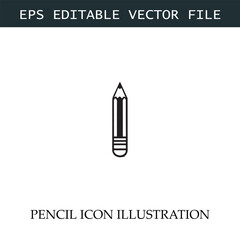 Pencil Icon Black and White Vector Design Image Illustration

