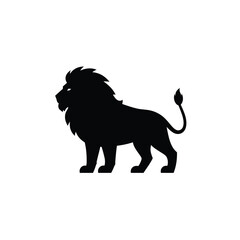 Majestic Lion Silhouette Illustration on White Background Symbol of Strength