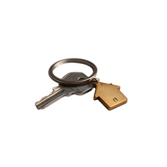 House key with house-shaped charm Isolated on transparent background