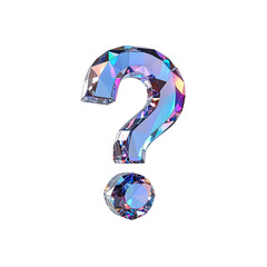 Brilliant crystal question mark design element 3d on transparent background gem
