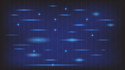 Abstract glowing blue grid with motion light effects on dark background. Ideal for technology, sci-fi, or digital interface design.