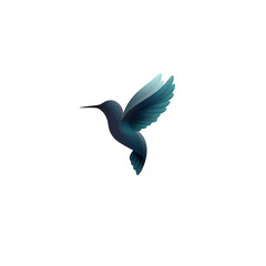 Blue hummingbird in flight 3d rendered Isolated on transparent background