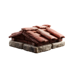Red tile roof section 3d rendered Isolated on transparent background
