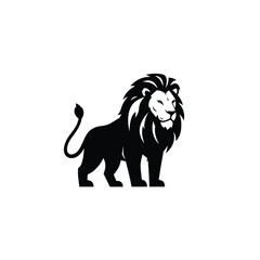 Majestic Lion Silhouette Illustration Standing Proudly on a White Background
