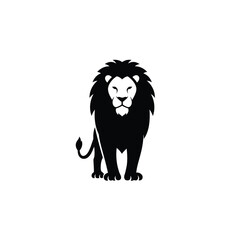 Majestic Lion Silhouette Standing Proudly Isolated on White Background for Graphic Design