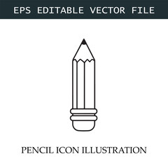 Pencil Icon Black and White Vector Design Image Illustration

