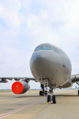 Naklejka premium Airbus A330 Multi Role Tanker Transport ( MRTT ), aerial refueling and military transport aircraft at airshow in Thailand.